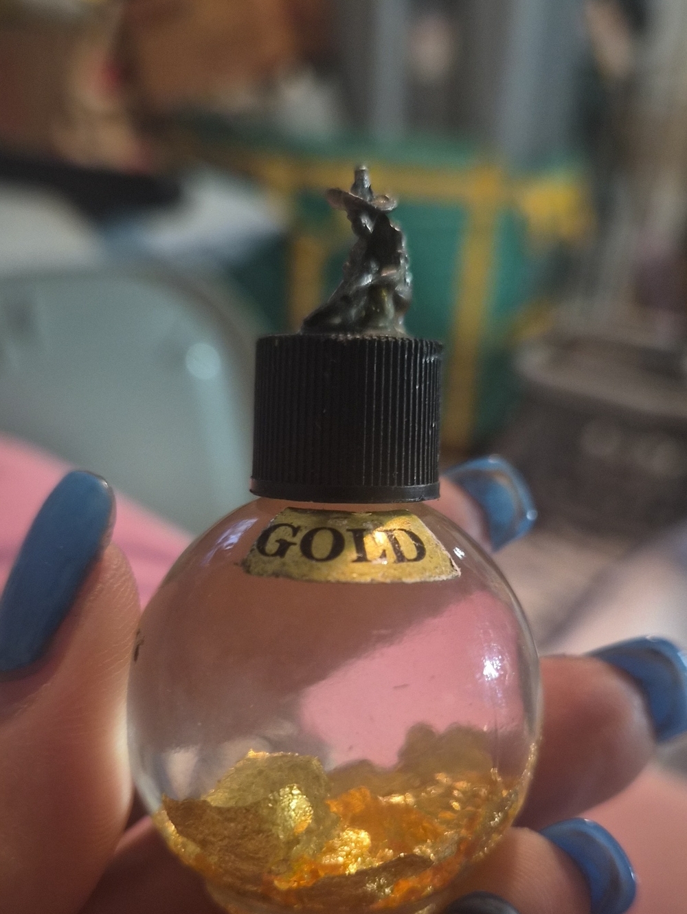 Gold Leaf Souvinir Bottle With Man Panning For Gold.